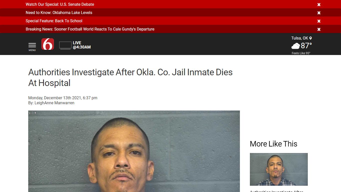 Authorities Investigate After Okla. Co. Jail Inmate Dies ...